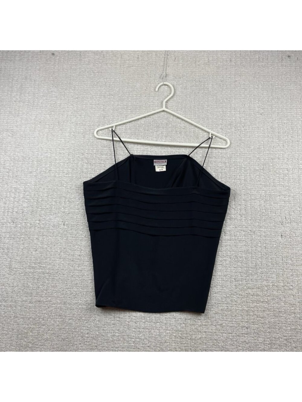 Y2K Camice Black Pleated Trim Camisole Cami Tank Top Canada Made Sz 13/14